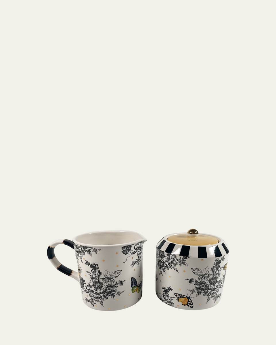 Butterfly Toile Creamer and Sugar Set